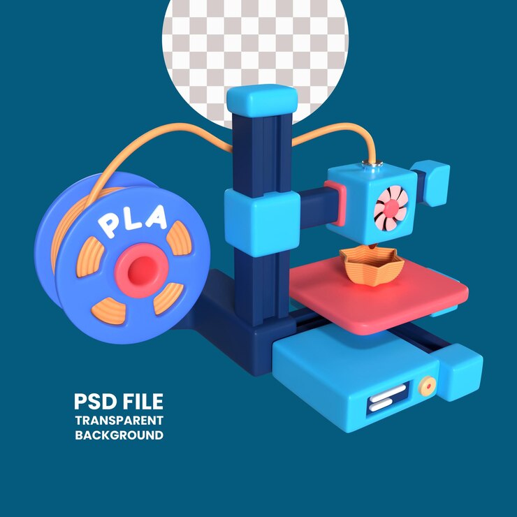 PSD fdm 3d printer 3d illustration icon