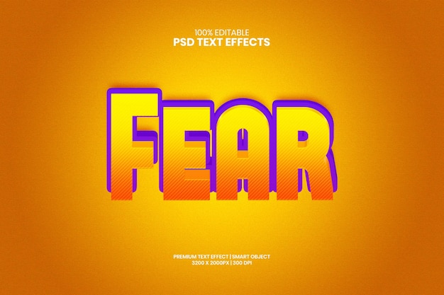 Fear  3d editable psd text effect