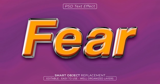 PSD Редактируемый текстовый эффект в 3d-стиле страха