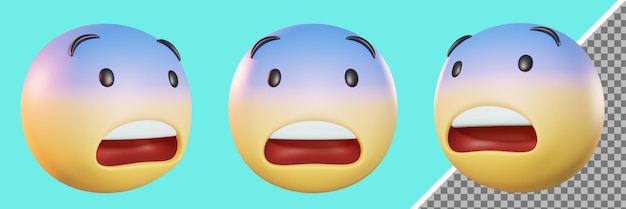 Fearful face emoji 3d render 3d illustration