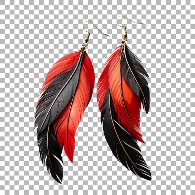 PSD feather earrings on transparent background