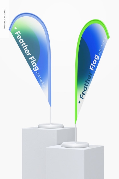 feather flag banners mockup, right view