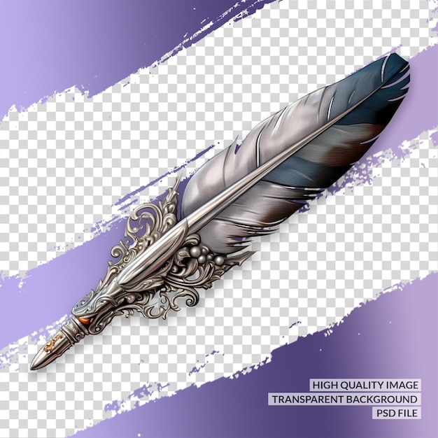 PSD feather pen 3d png clipart transparent isolated background