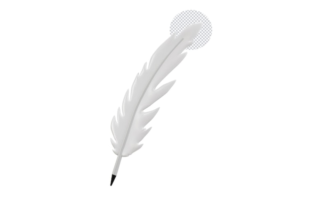 feather pen icon 3d rendering vector illustration