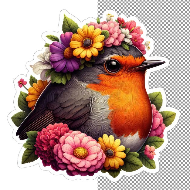 Feathered whimsy cute bird face sticker delight