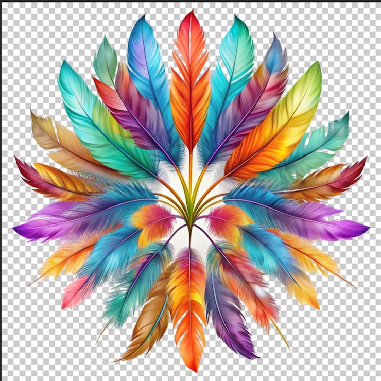 PSD feathers adorn a fashionable item isolated on transparent background