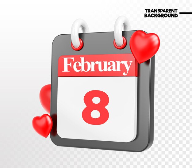 PSD february heart calendar month of day 8