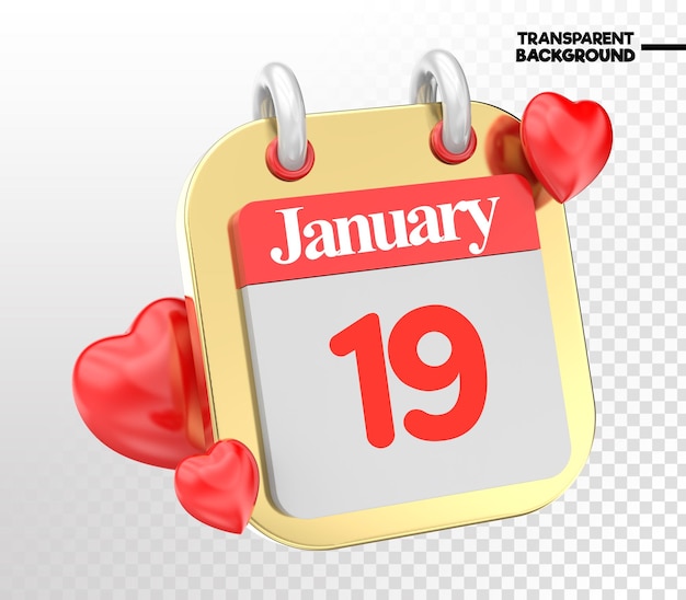 February heart calendar month of day