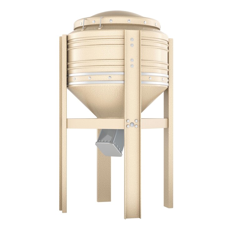 PSD feed bin or grain bin for storing grain 3d rendering isolated on transparent background