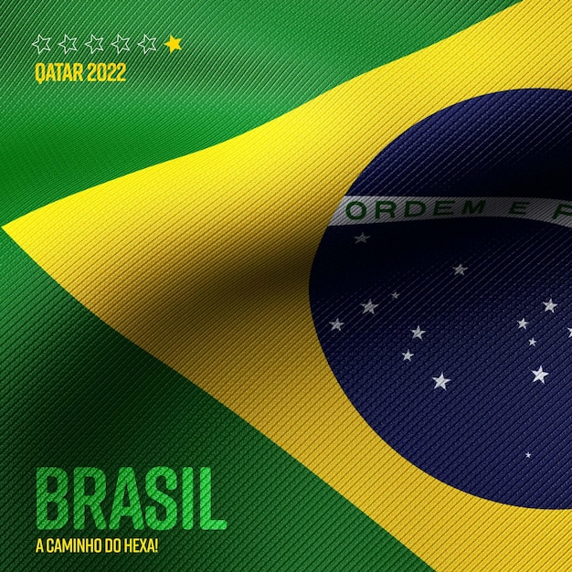 PSD feed brazil realistic illustration in pursuit of 6th qatar world cup 2022