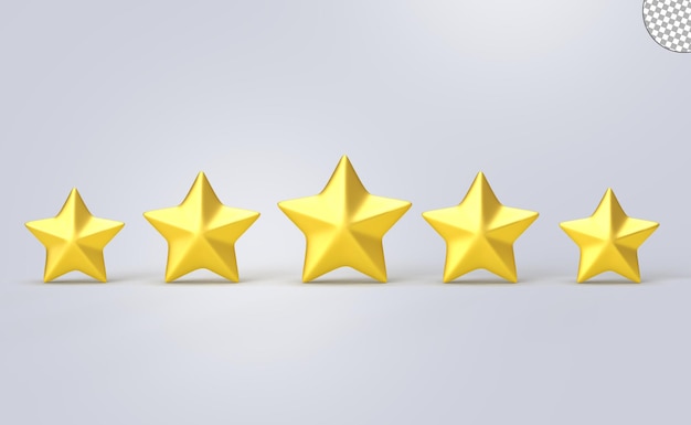 PSD feedback 5 star rate 3d render on a white background