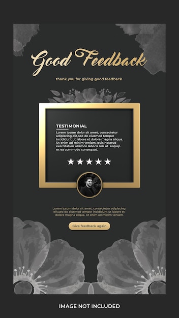 Feedback concept template design and testimonial social media instagram story template premium ps
