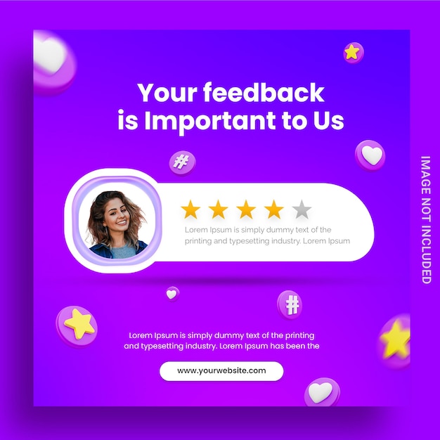 PSD feedback testimonianza del cliente modello di post instagram sui social media