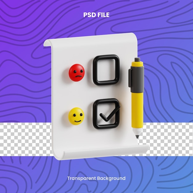 PSD feedback form 3d render icon illustration psd file transparent background