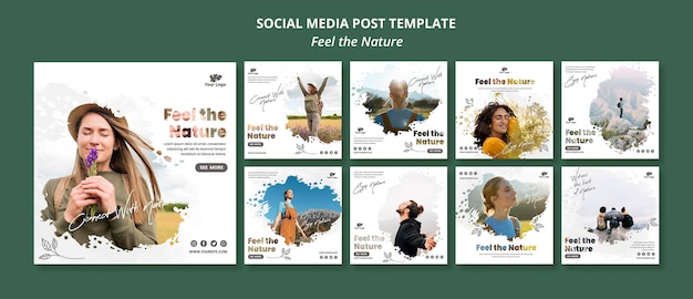 PSD feel the nature instagram post template