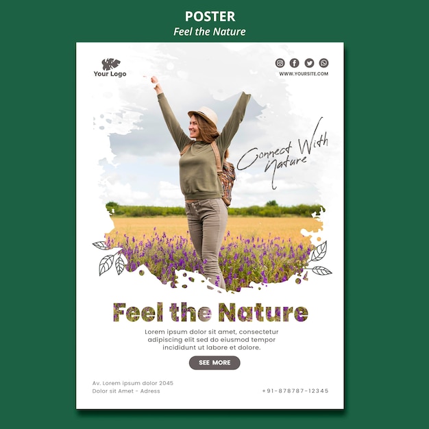 PSD senti il modello di poster della natura