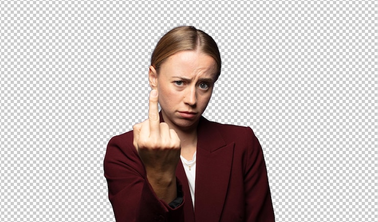 PSD feeling angry annoyed rebellious and aggressive flipping the middle finger fighting back