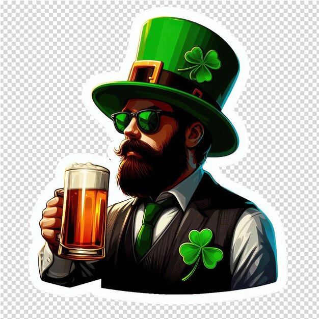 PSD feeling lucky fun st pattys day hat sticker for men png