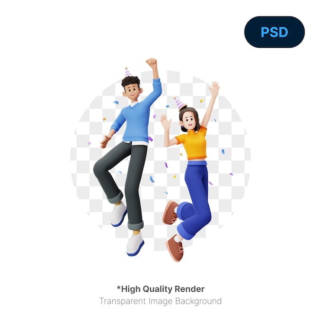 Feest en feest 3D-personage Premium Psd