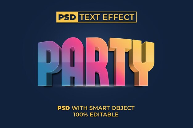 PSD feestteksteffect kleurrijke stijl bewerkbaar teksteffect