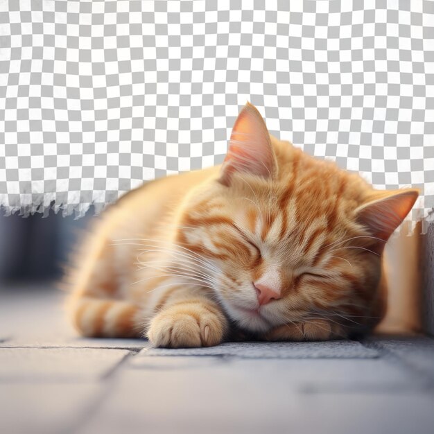 PSD felidae cat peacefully napping eyes closed on transparent background