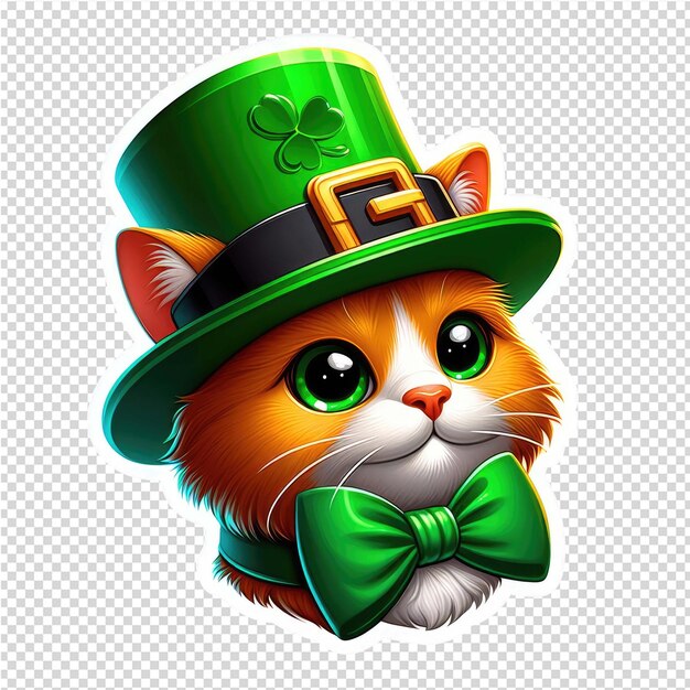 Feline Fine Adorable Cat W St Patrick's Day Hat Sticker Png