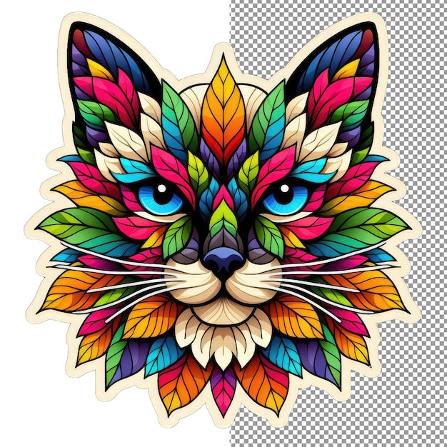 PSD feline whiskers isolated cat face sticker su sfondo png