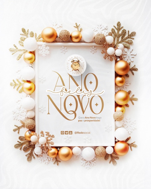 Feliz ano novo Gelukkig Nieuwjaar Nieuwjaarsavond Gelukkige Vakanties Sociale media Bewerkbare PSD