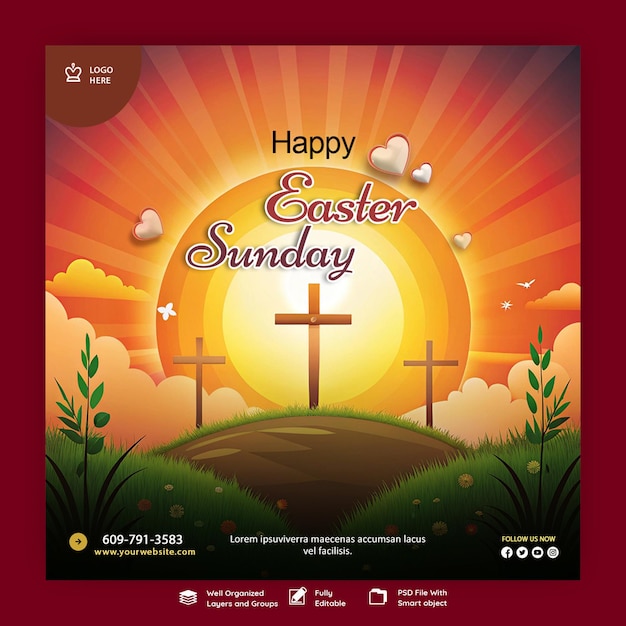 Feliz día de Pascua feliz día de Pascuas domingo día feliz plantilla de Pascua