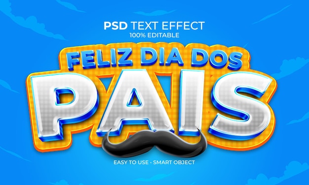 PSD feliz dia dos pais dzień szczęśliwego ojca w efekcie brazylijskiego tekstu