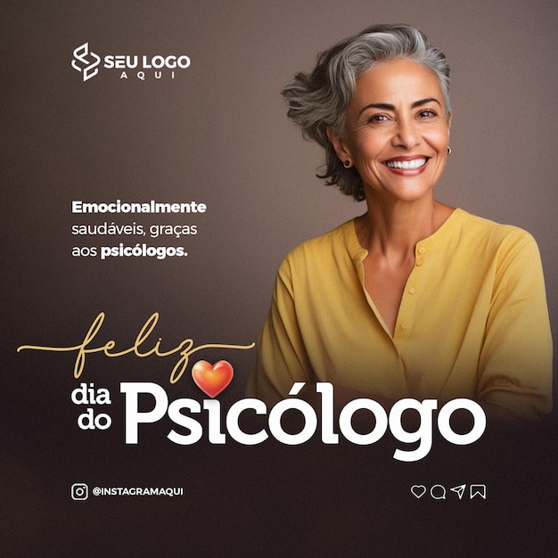 Feliz dia do psicologo emocionalmente saudaveis gracas aos psicologos social media psd editavel