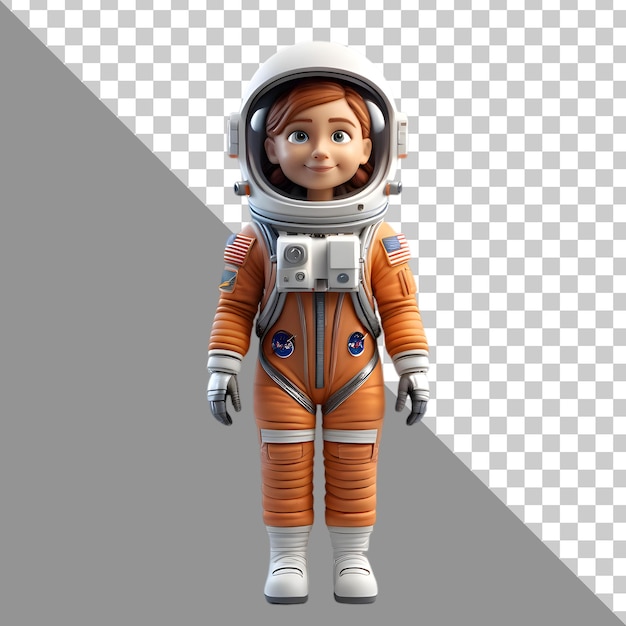 PSD female astronaut 3d icon emoji style