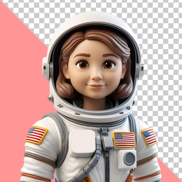 PSD 透明なpng背景の女性宇宙飛行士の3dレンダリング生成画像