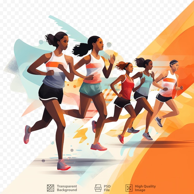 PSD female athletes competing in a transparent background marathon