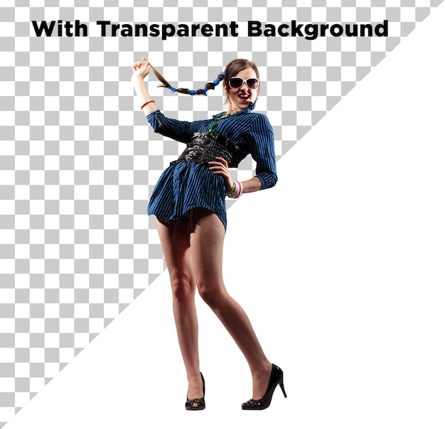Female Beautiful Model posing in fashionable dress Photo PNG PSD
