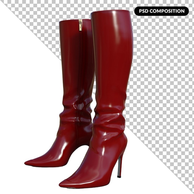 PSD female boots isolated 3d