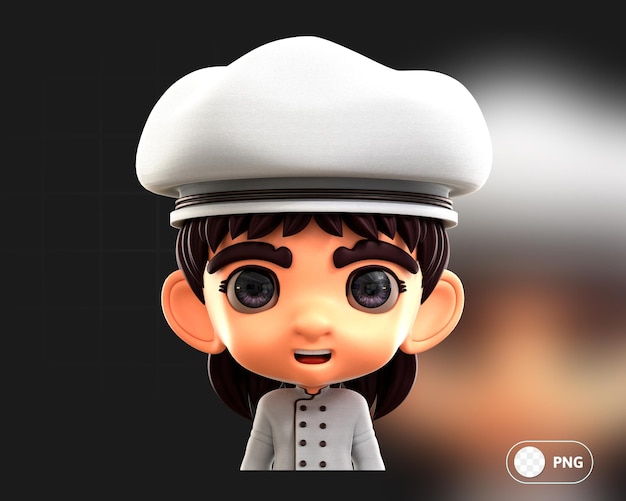 女性シェフの3Dアバターイラスト