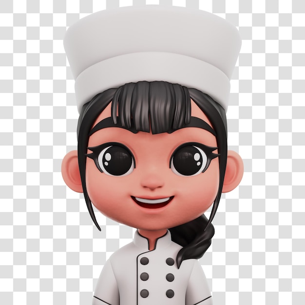 Female chef 3d avatar isolated transparent background 3d rendering illustration