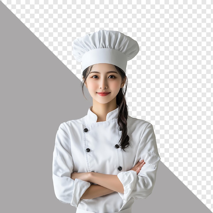 PSD 투명한 배경 에 있는 여성 요리사