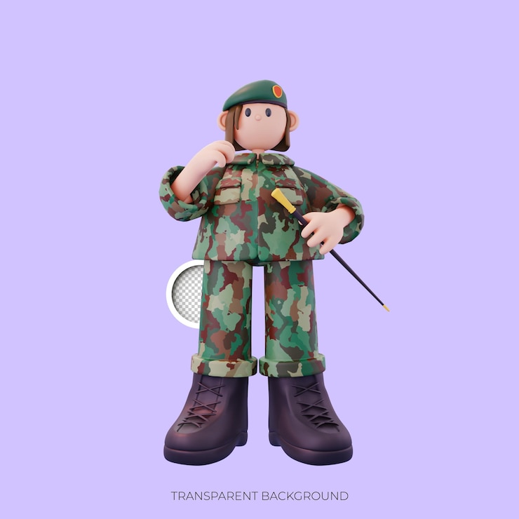 PSD the female commander giving her subordinates a pose from the front