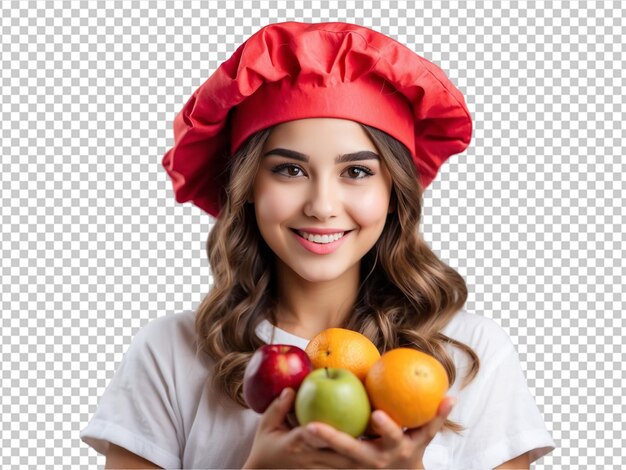 Female cook with vegetable