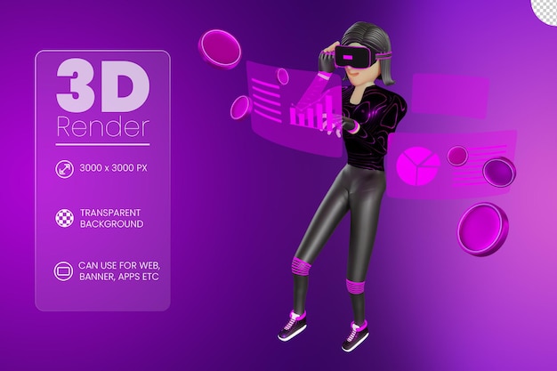 PSD female customer service on virtual reality device metaverse