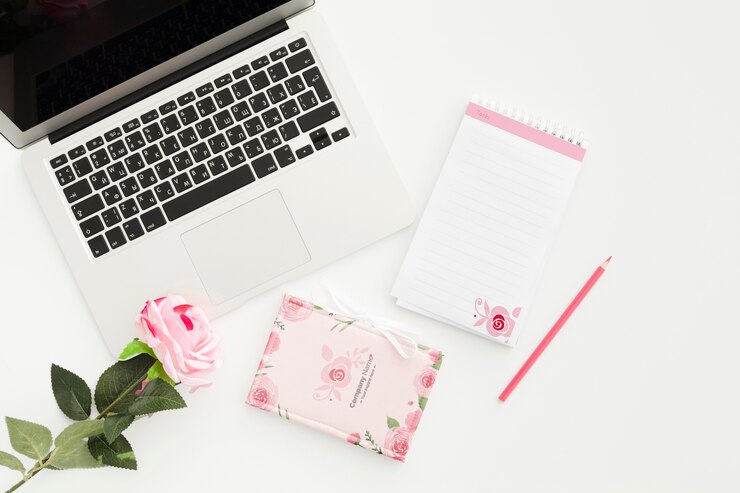PSD female desk concept at office mock-up