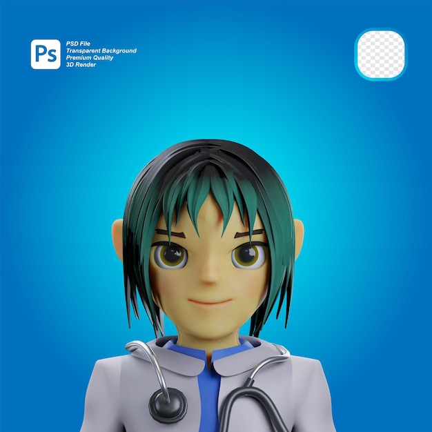 PSD dottore femminile avatar 3d