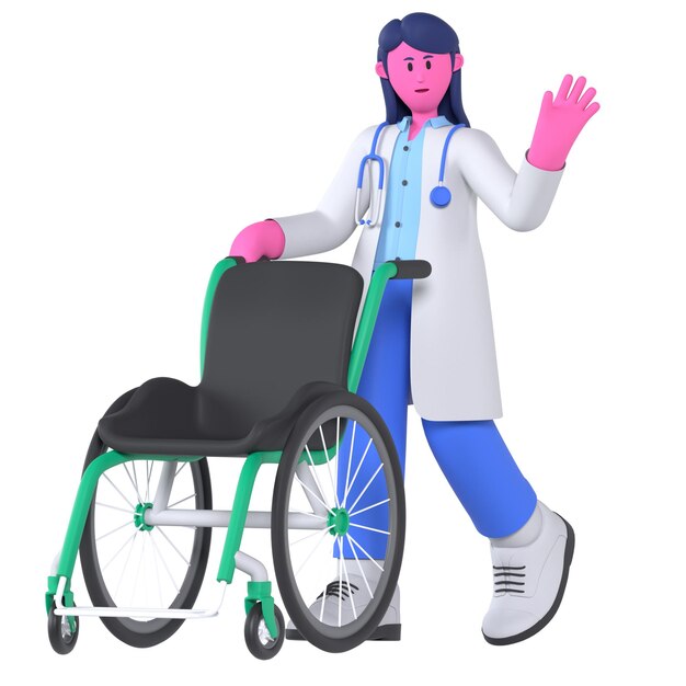 PSD female doctor wheel chair medical healthcare