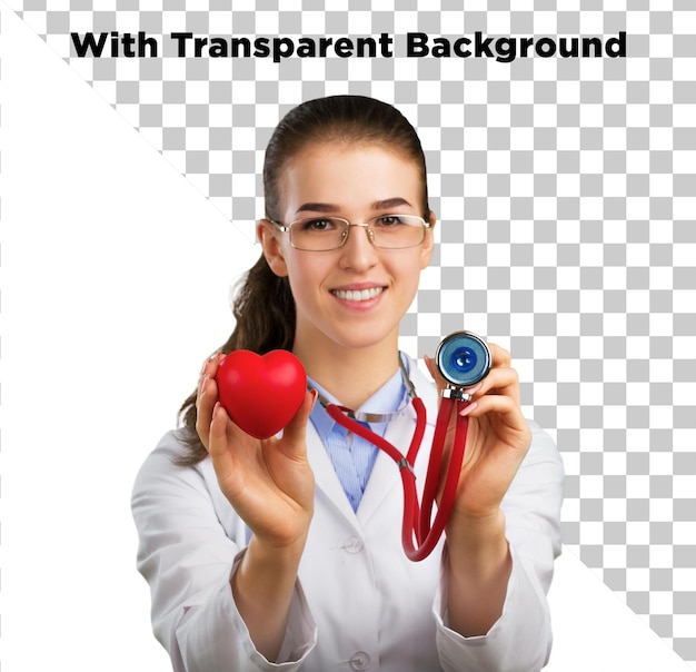 Female Doctor with Heart and Stethoscope