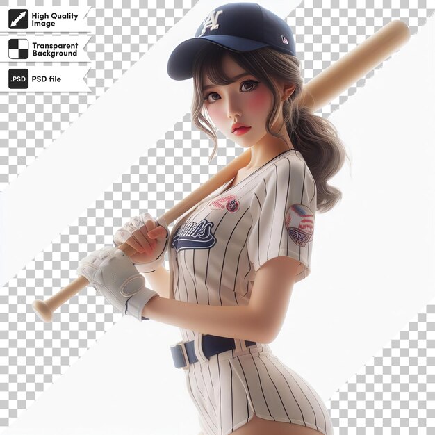 PSD a female doll with a baseball uniform on and the word quot yankees quot on the front