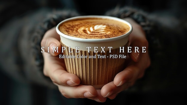 Female hand holding a coffee paper cup