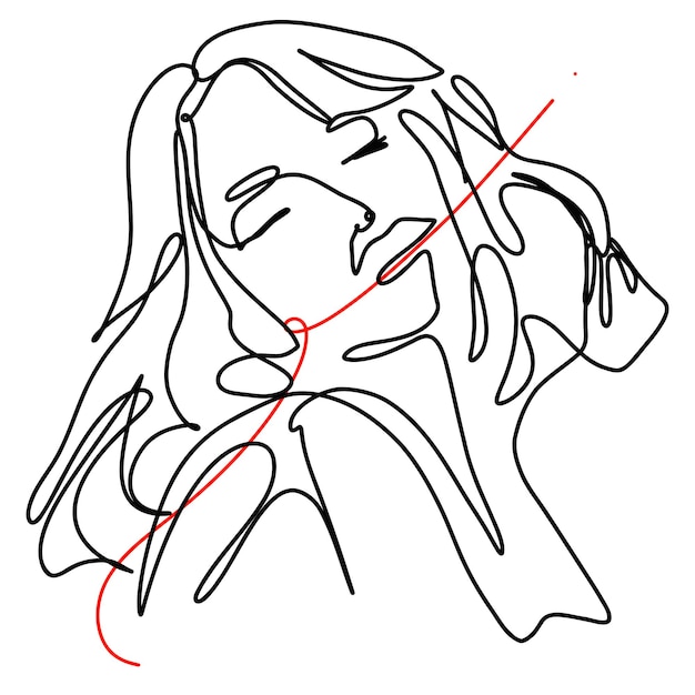 PSD female line art one continuous abstract face by drawing