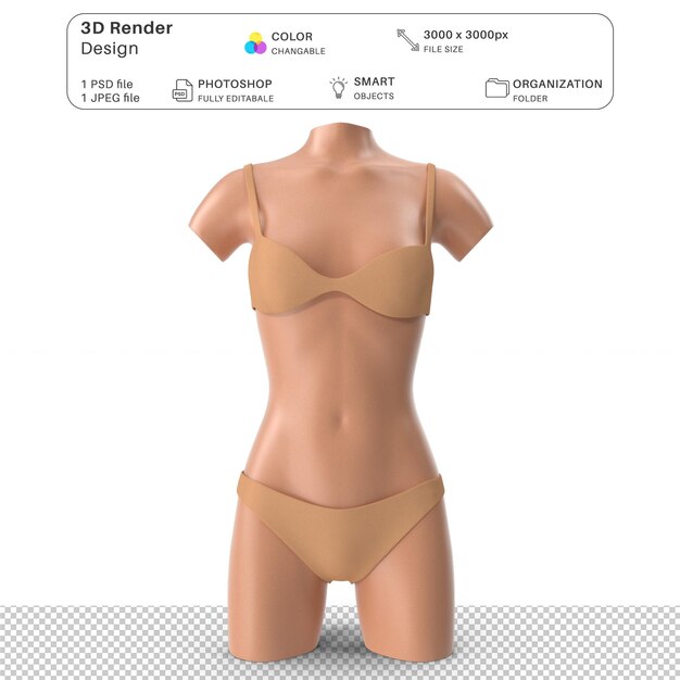 PSD female mannequin wearing lingerie mockup 3d modeling psd file realistic lingerie